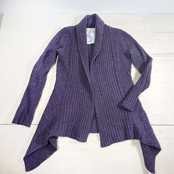 Anthropologie Sweaters - Anthropologie Canary‎ Wool Blend Purple Ribbed Cardigan Sweater Small